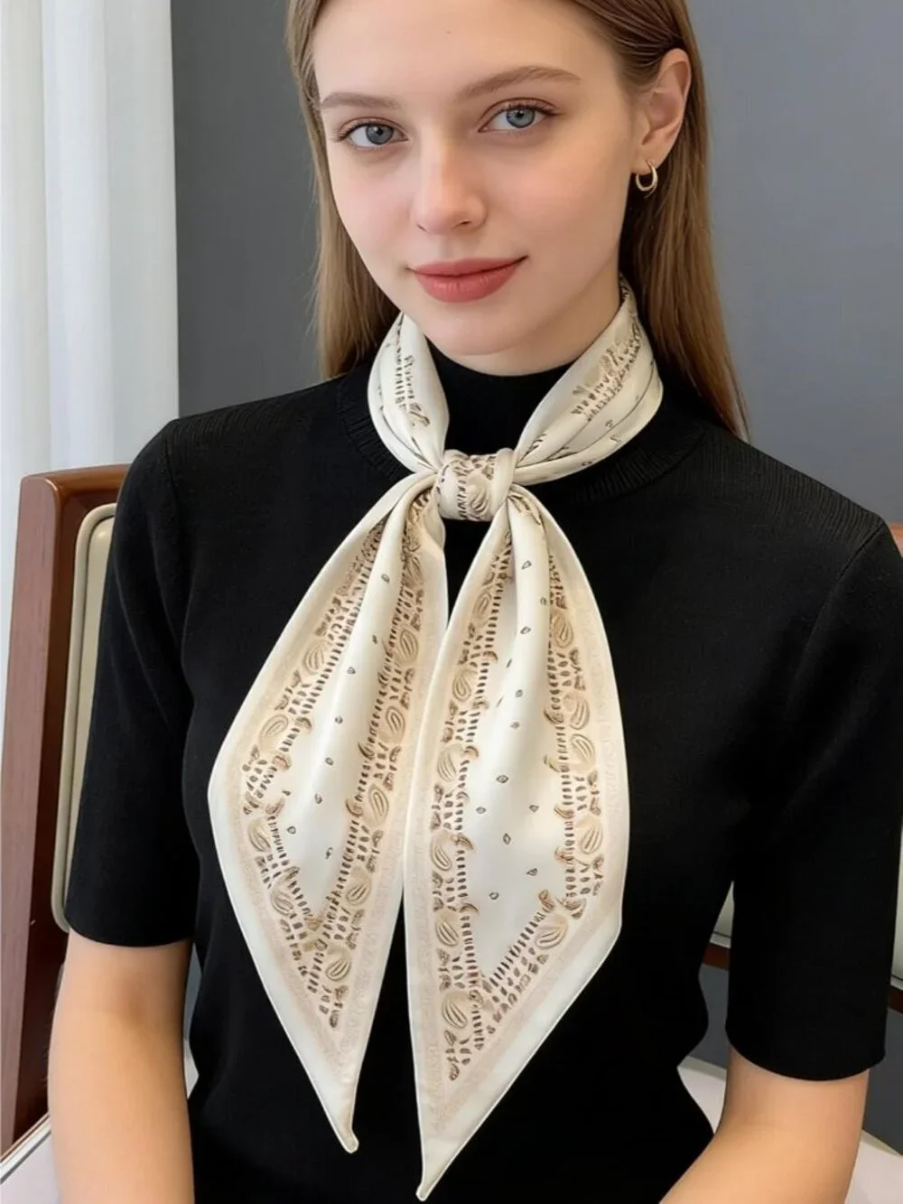 Women's White Cashew Nut Elegant Oblique Angle Scarves Bag Scarfs